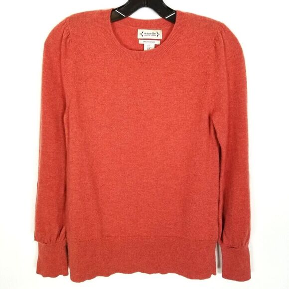 Nanette Lepore Women 100% 2 Ply Cashmere Pullover Sweater Sz M Orange red Cozy - Picture 1 of 6